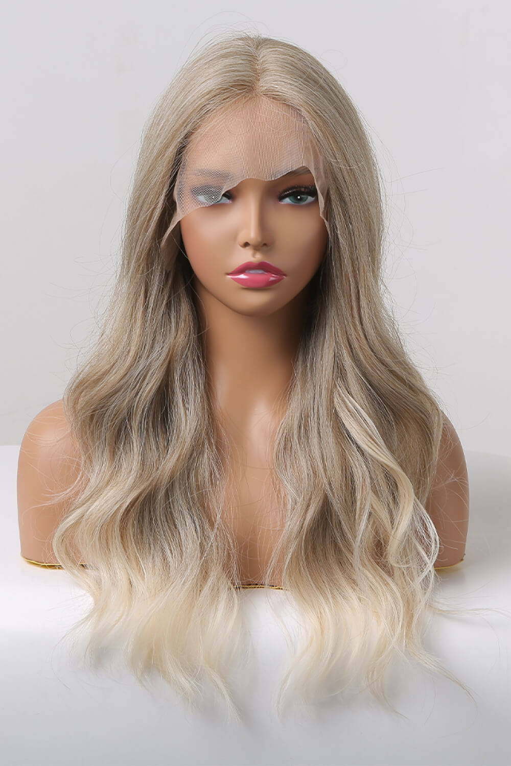 13*2" Lace Front Wigs Synthetic Long Wave 24" 150% Density in Medium Blonde Highlights - OMG! Rose