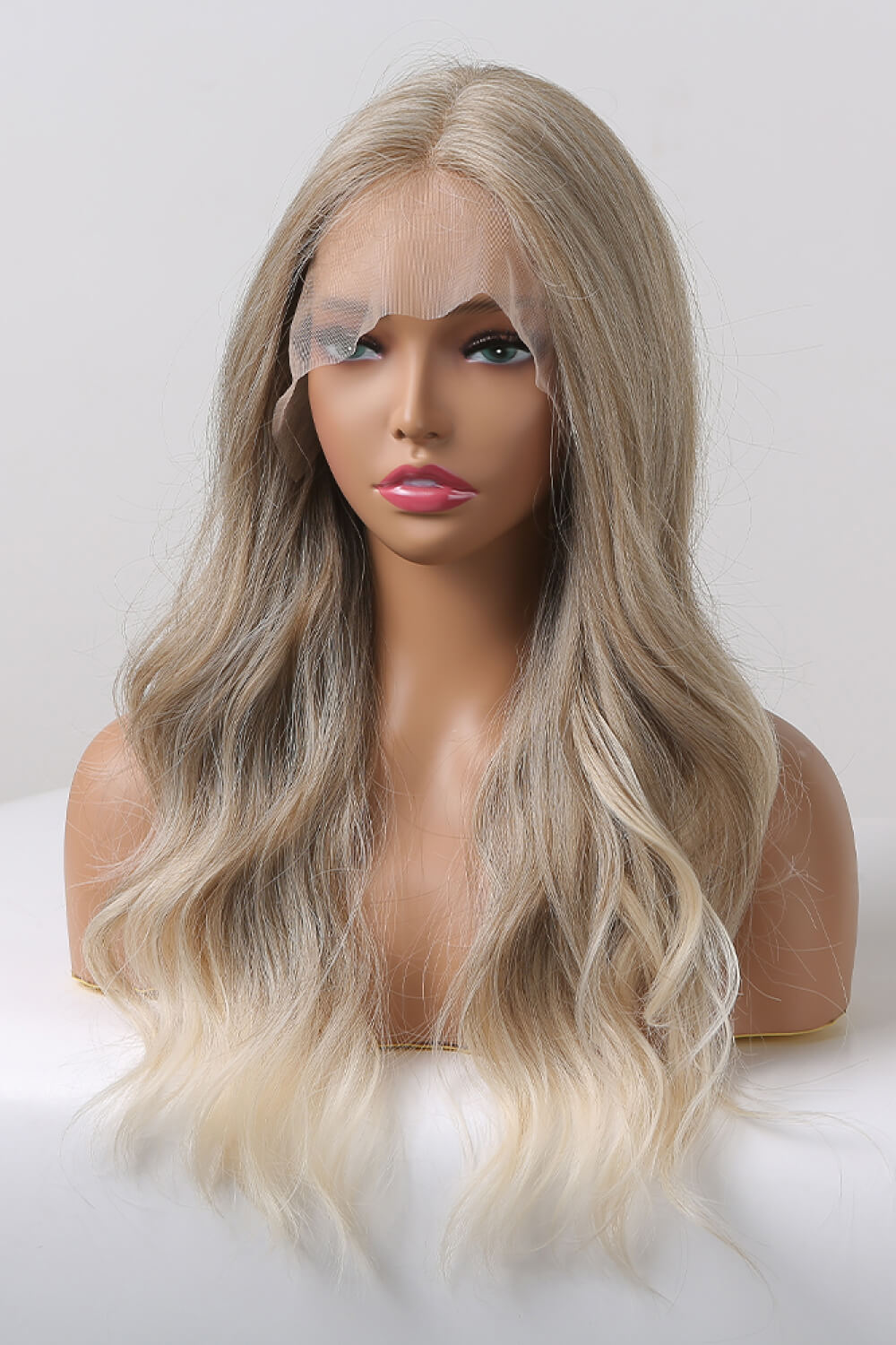 13*2" Lace Front Wigs Synthetic Long Wave 24" 150% Density in Medium Blonde Highlights - OMG! Rose