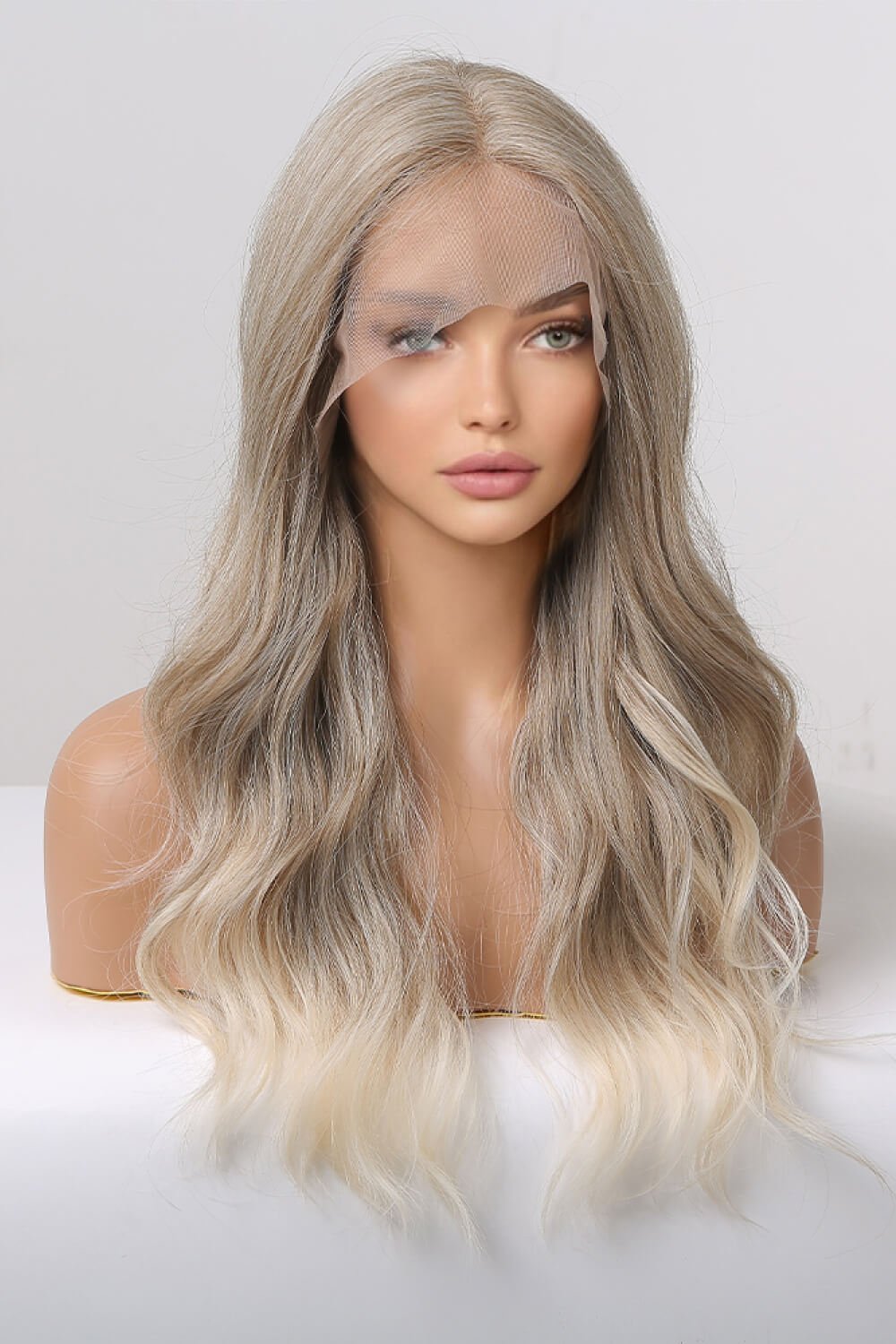 13*2" Lace Front Wigs Synthetic Long Wave 24" 150% Density in Medium Blonde Highlights - OMG! Rose