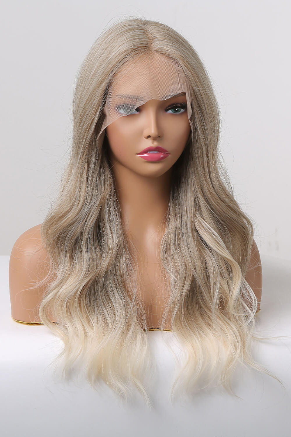 13*2" Lace Front Wigs Synthetic Long Wave 24" 150% Density in Medium Blonde Highlights - OMG! Rose