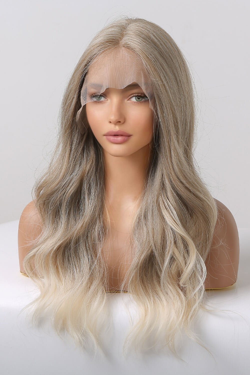 13*2" Lace Front Wigs Synthetic Long Wave 24" 150% Density in Medium Blonde Highlights - OMG! Rose