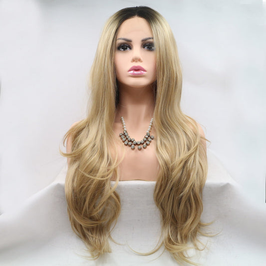 13*3" Lace Front Wigs Synthetic Long Wavy 24" 130% Density - OMG! Rose