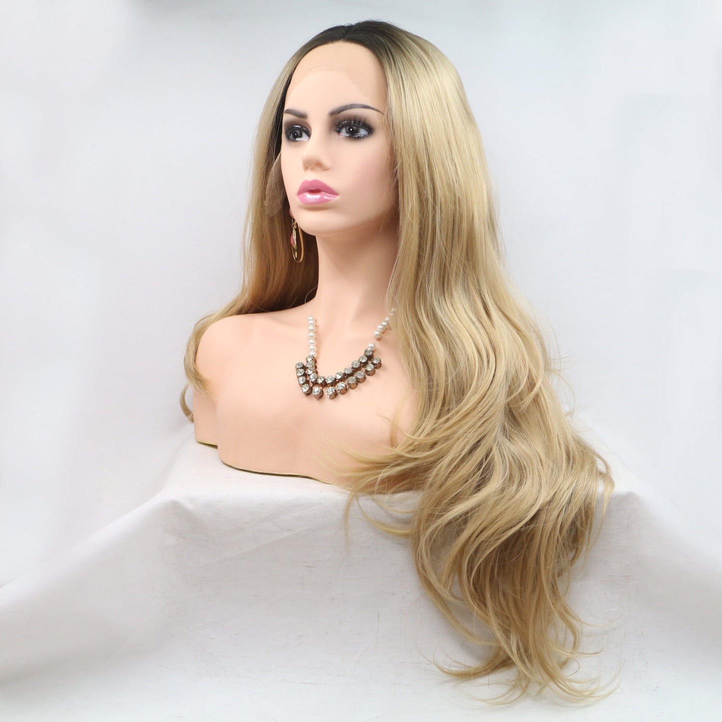 13*3" Lace Front Wigs Synthetic Long Wavy 24" 130% Density - OMG! Rose