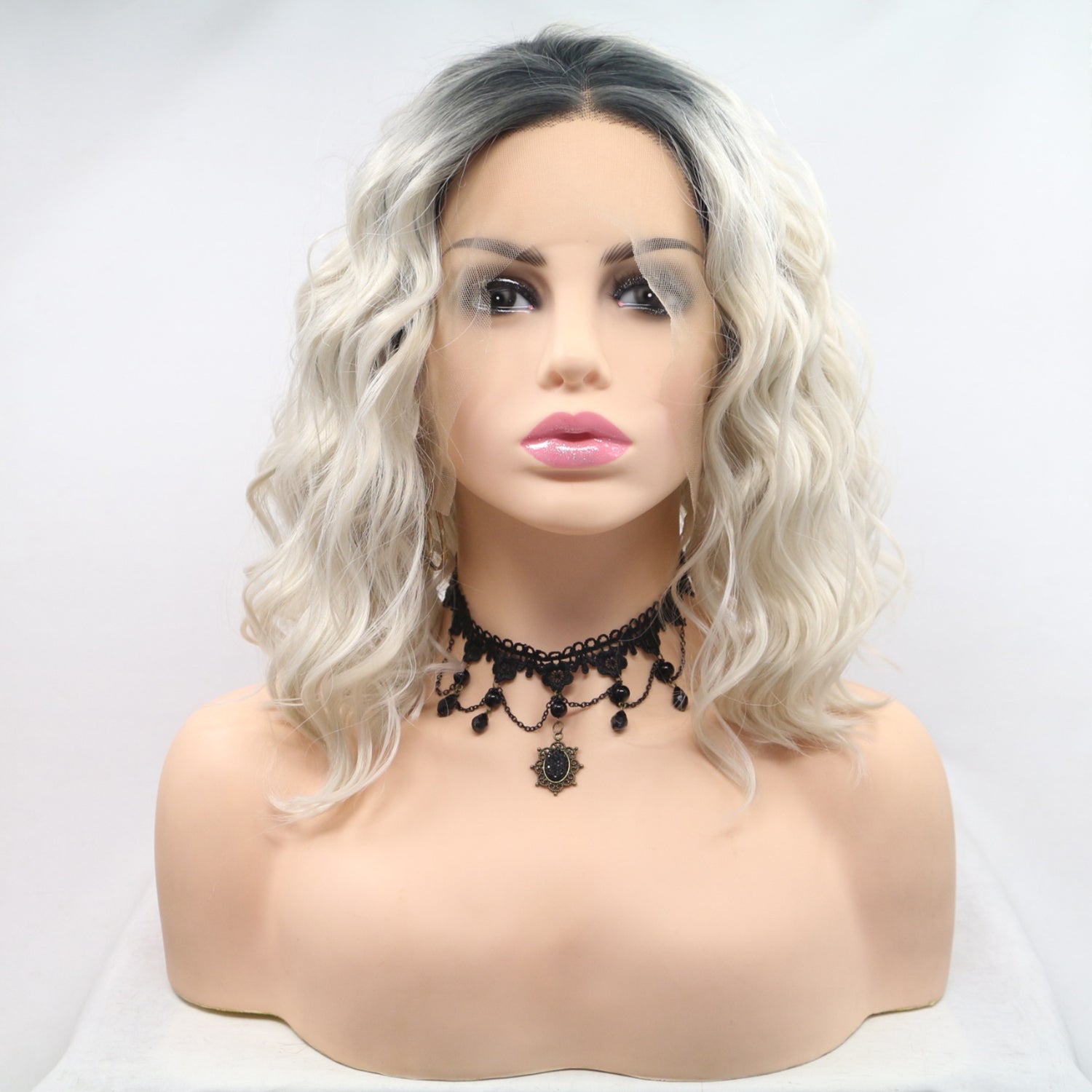 13*3" Lace Front Wigs Synthetic Mid - length Wavy 12" 130% Density - OMG! Rose