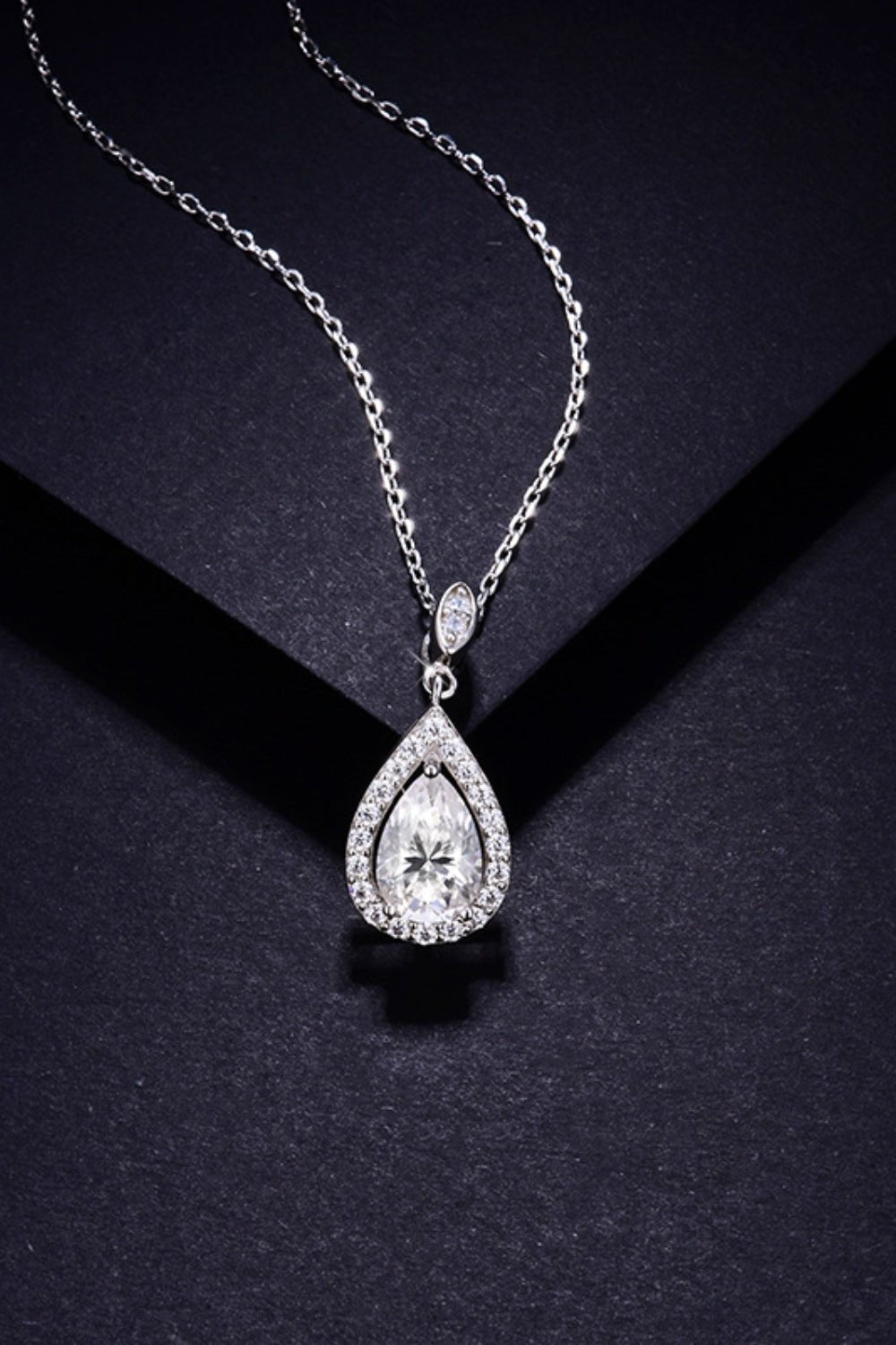 1.5 Carat Moissanite 925 Sterling Silver Teardrop Necklace - OMG! Rose