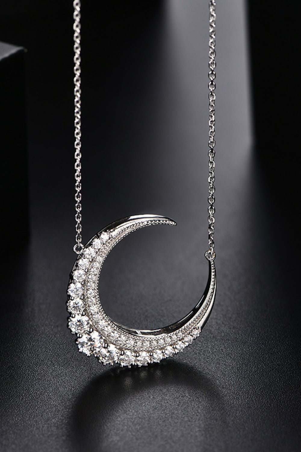 1.8 Carat Moissanite Crescent Moon Shape Pendant Necklace - OMG! Rose