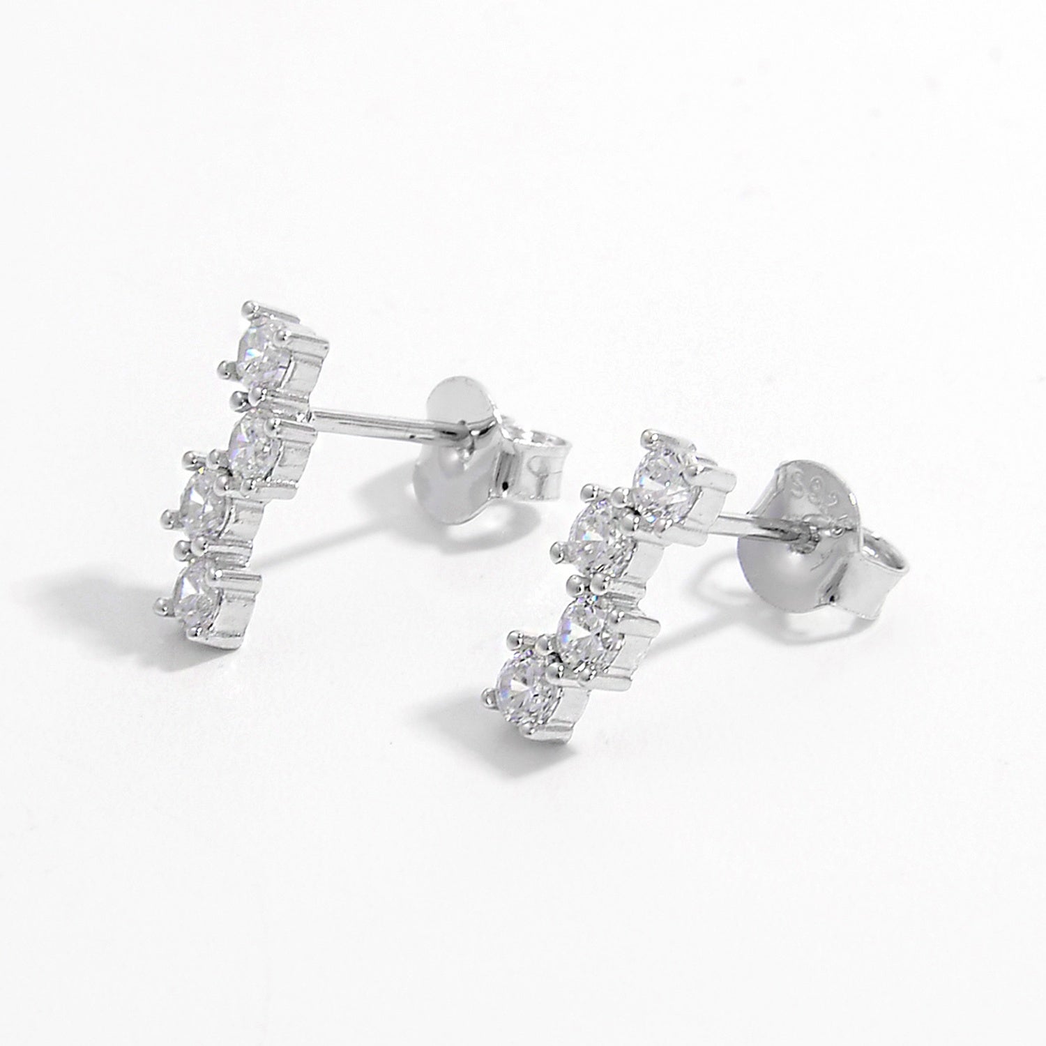 925 Sterling Silver Inlaid Zircon Stud Earrings - OMG! Rose