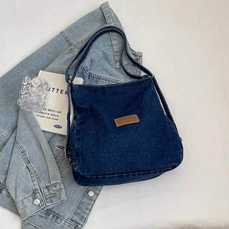 Adjustable Strap Denim Shoulder Bag - OMG! Rose