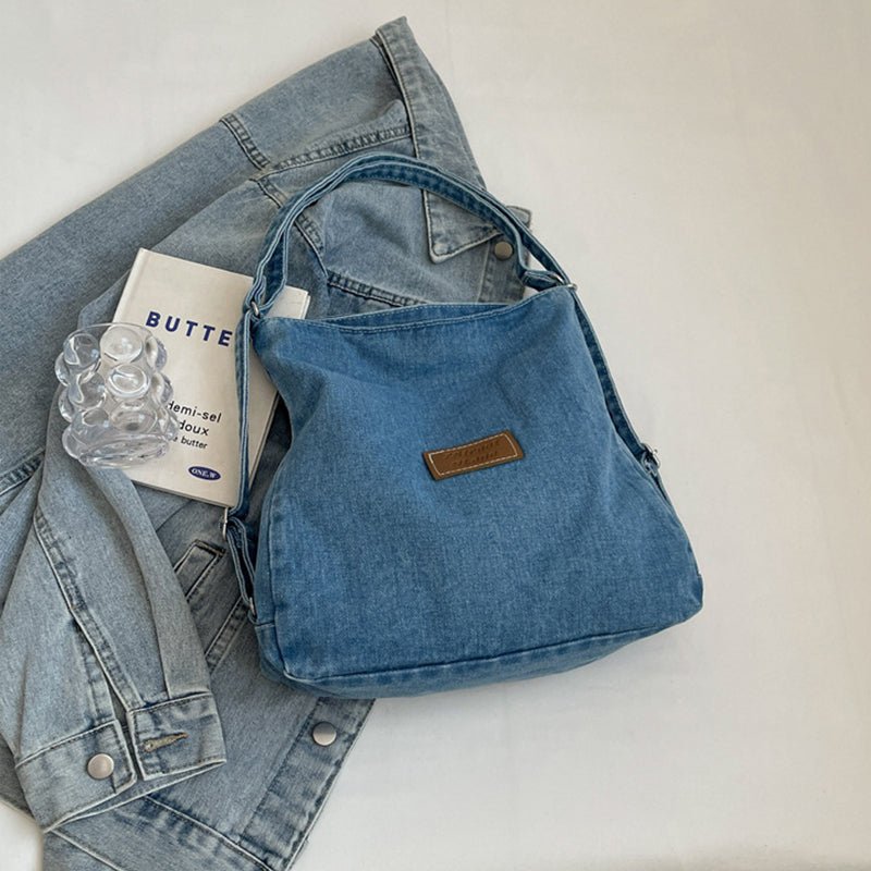 Adjustable Strap Denim Shoulder Bag - OMG! Rose