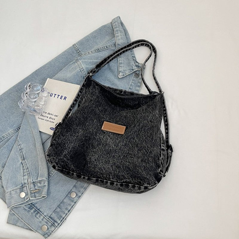 Adjustable Strap Denim Shoulder Bag - OMG! Rose