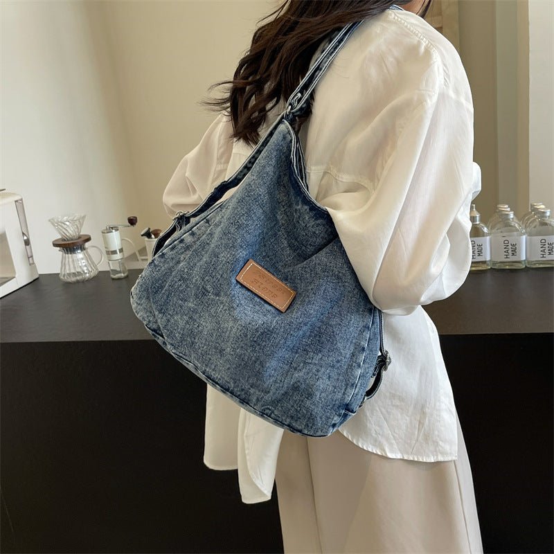 Adjustable Strap Denim Shoulder Bag - OMG! Rose