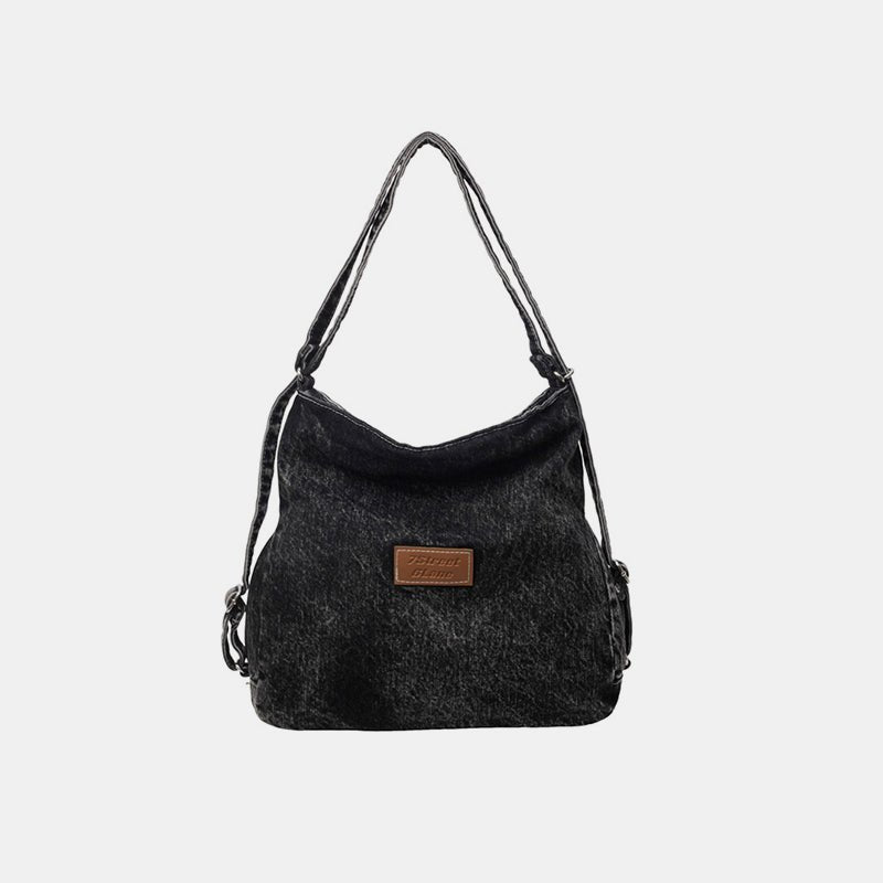 Adjustable Strap Denim Shoulder Bag - OMG! Rose