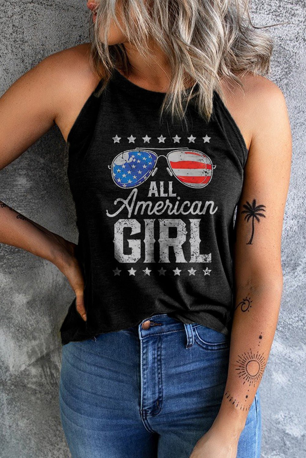 ALL AMERICAN GIRL Graphic Tank - OMG! Rose