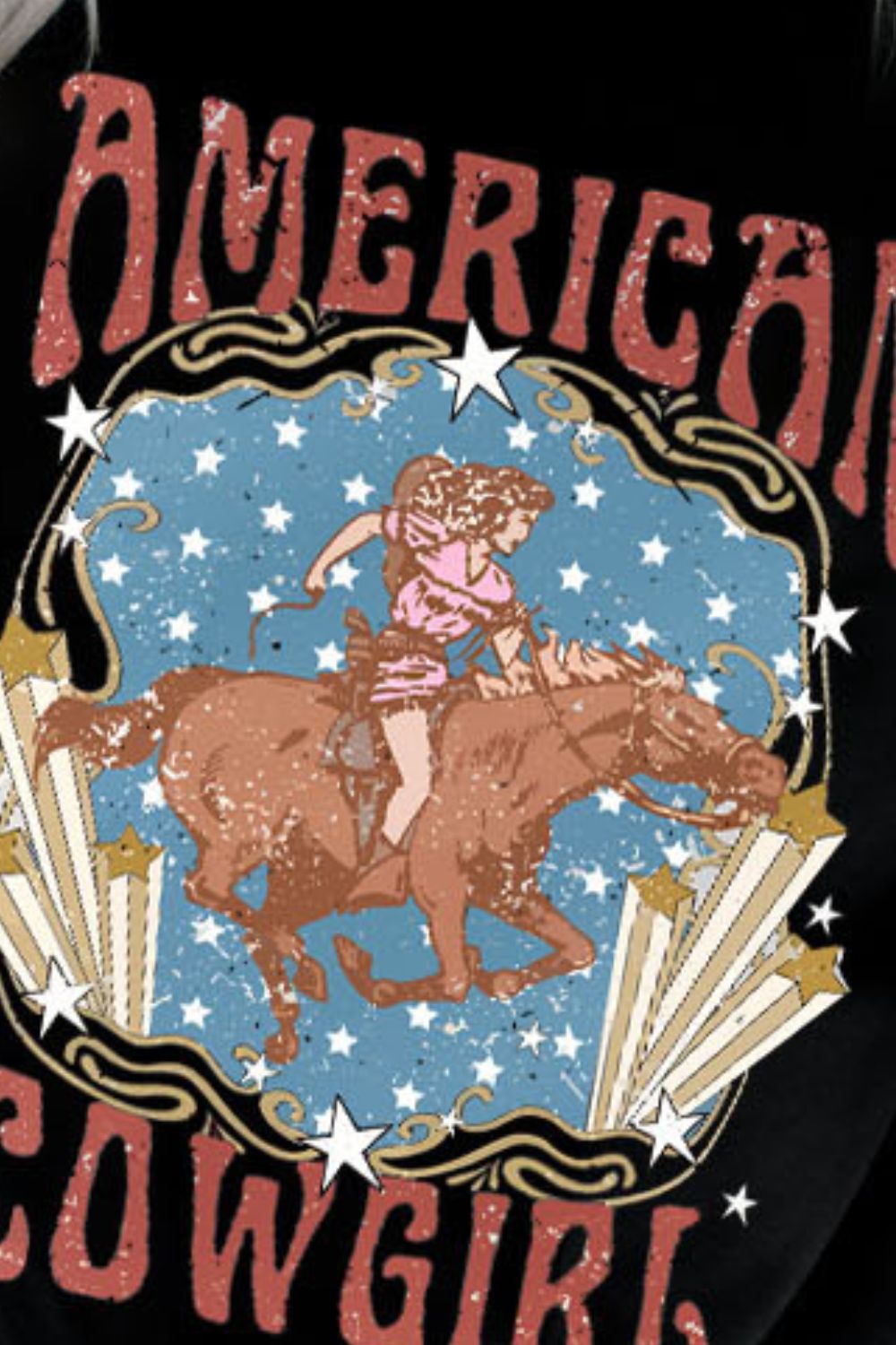 AMERICAN COWGIRL Graphic Short Sleeve Tee - OMG! Rose