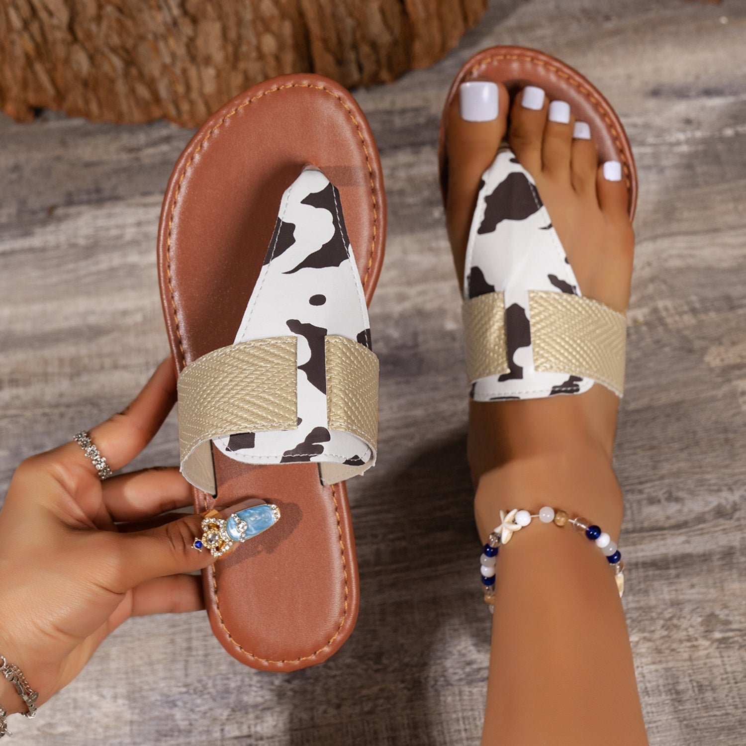 Animal Print Open Toe Sandals - OMG! Rose