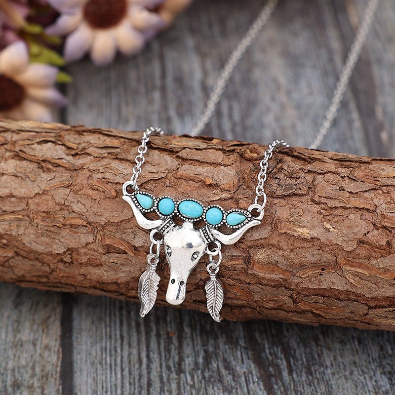 Artificial Turquoise Cow Shape Necklace - OMG! Rose