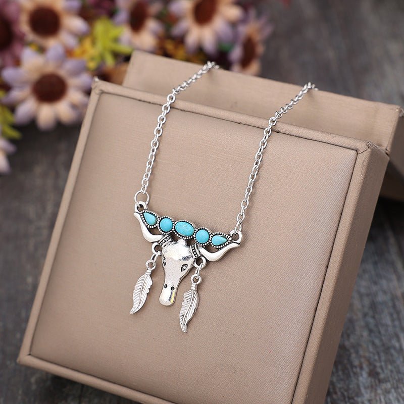 Artificial Turquoise Cow Shape Necklace - OMG! Rose