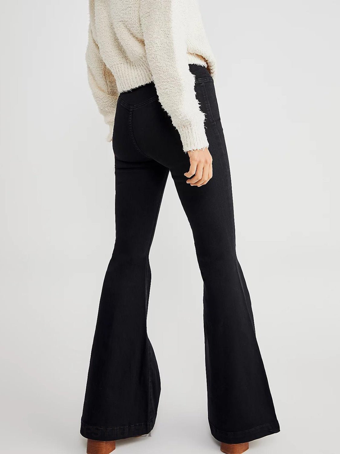 Asymmetric Waist Flare Jeans - OMG! Rose