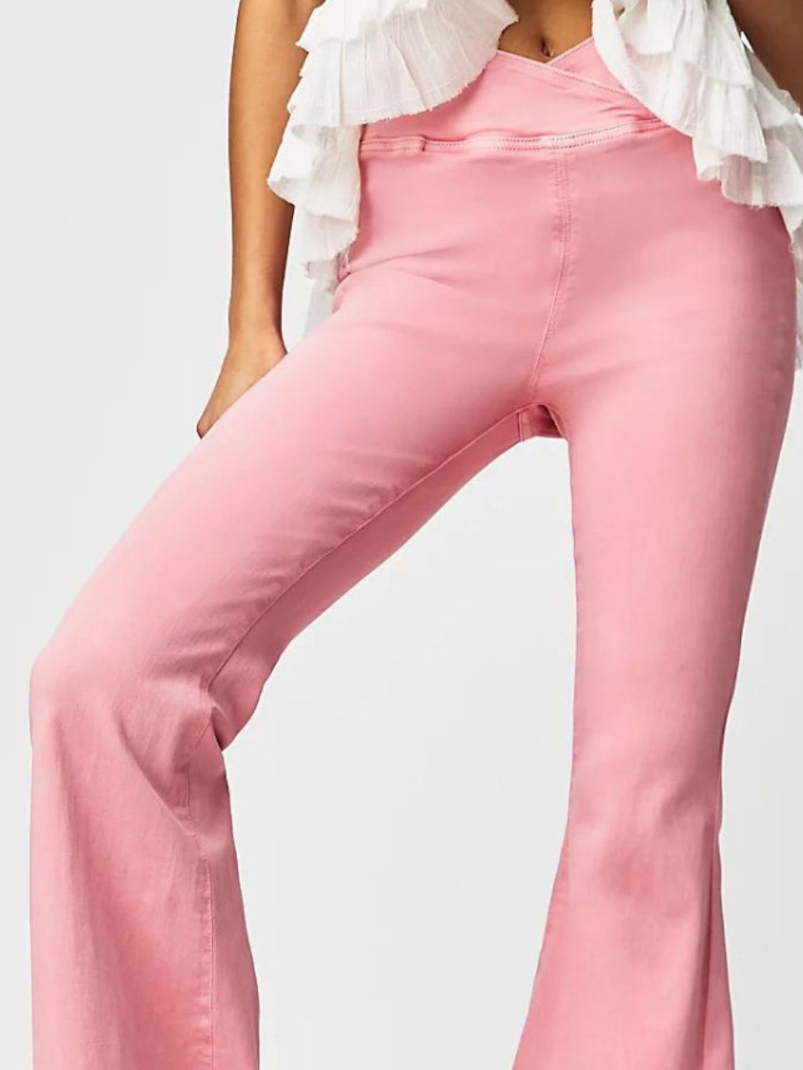 Asymmetric Waist Flare Jeans - OMG! Rose