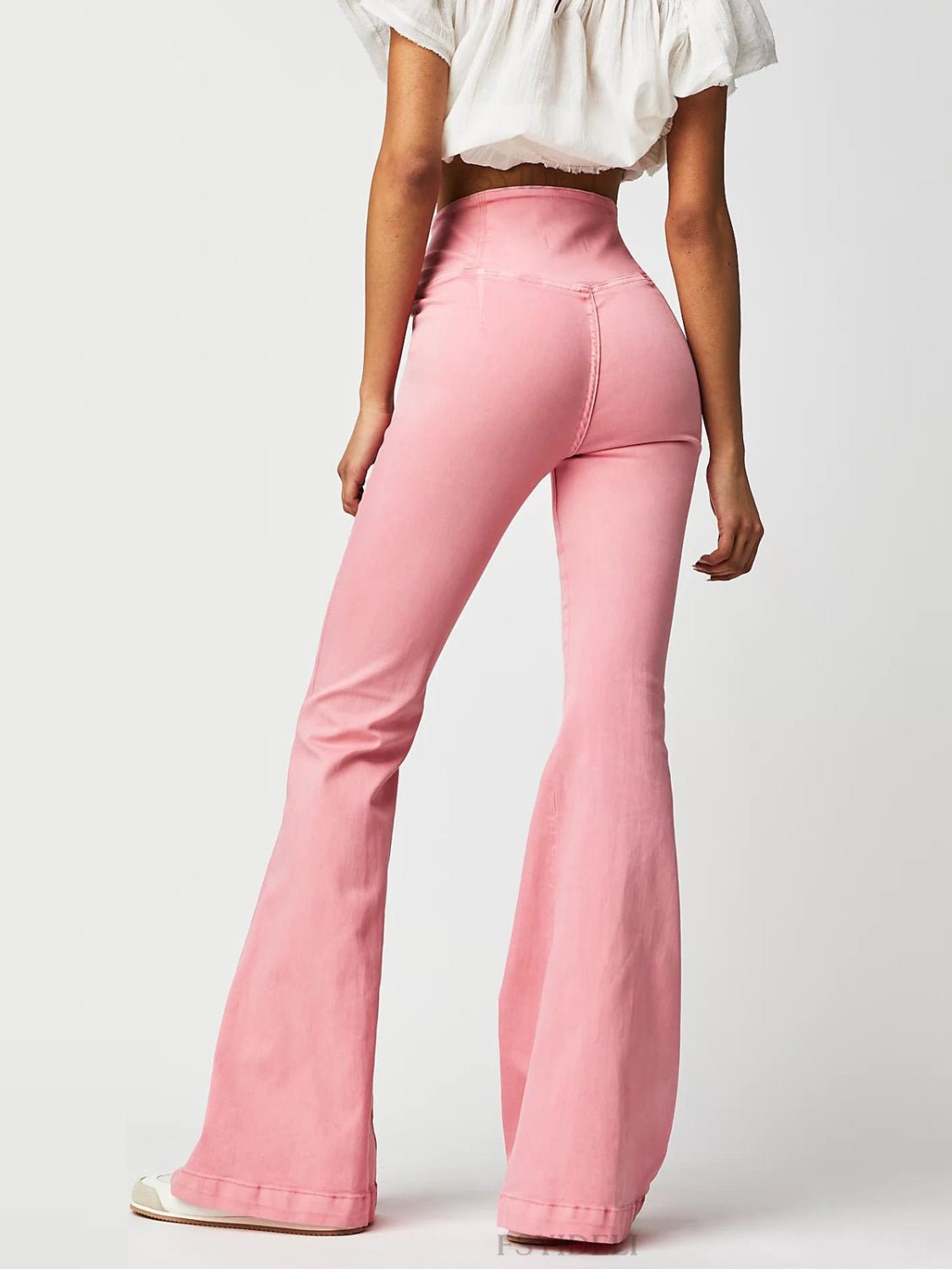 Asymmetric Waist Flare Jeans - OMG! Rose