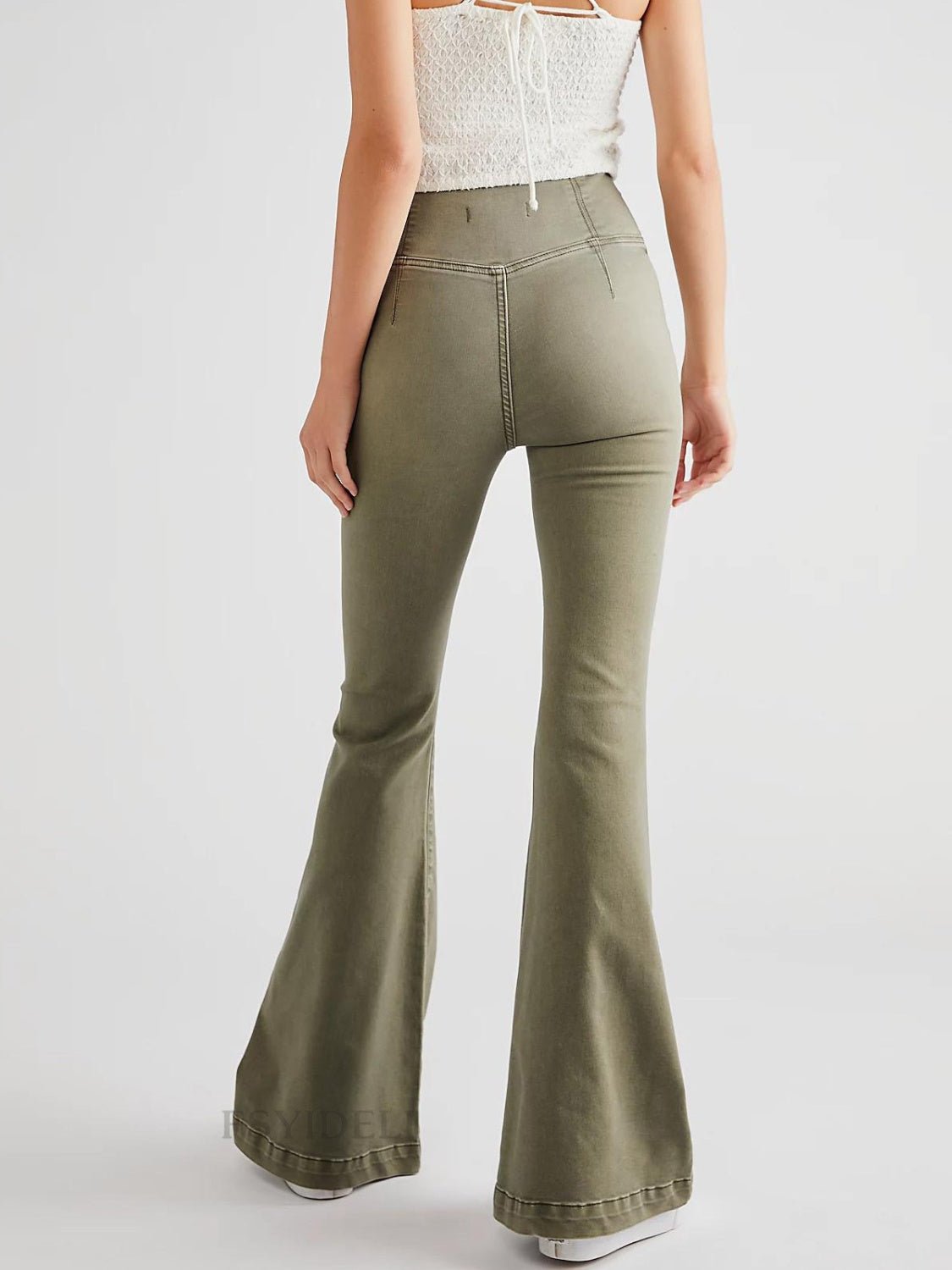 Asymmetric Waist Flare Jeans - OMG! Rose