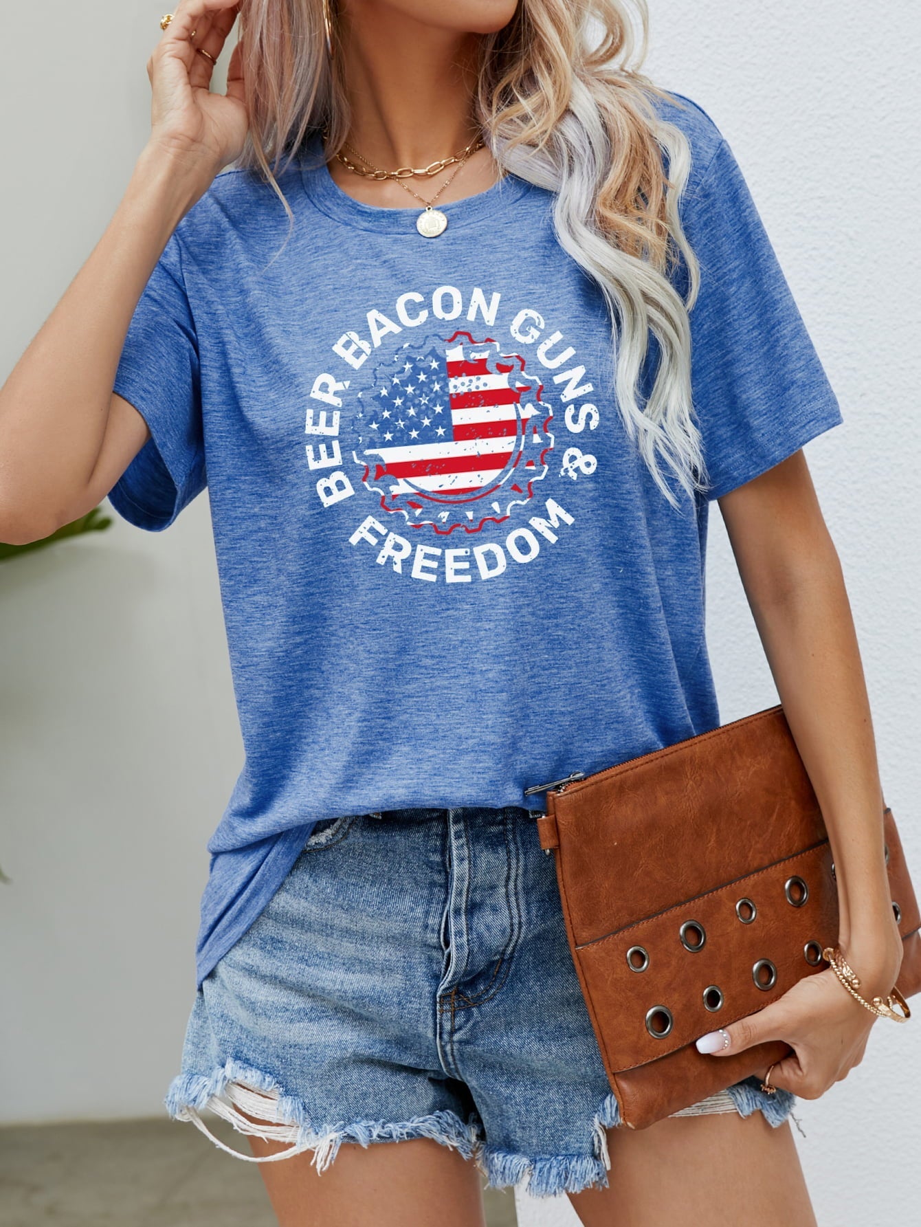 BEER BACON GUNS & FREEDOM US Flag Graphic Tee - OMG! Rose