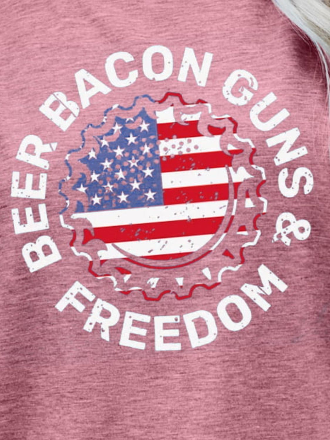 BEER BACON GUNS & FREEDOM US Flag Graphic Tee - OMG! Rose