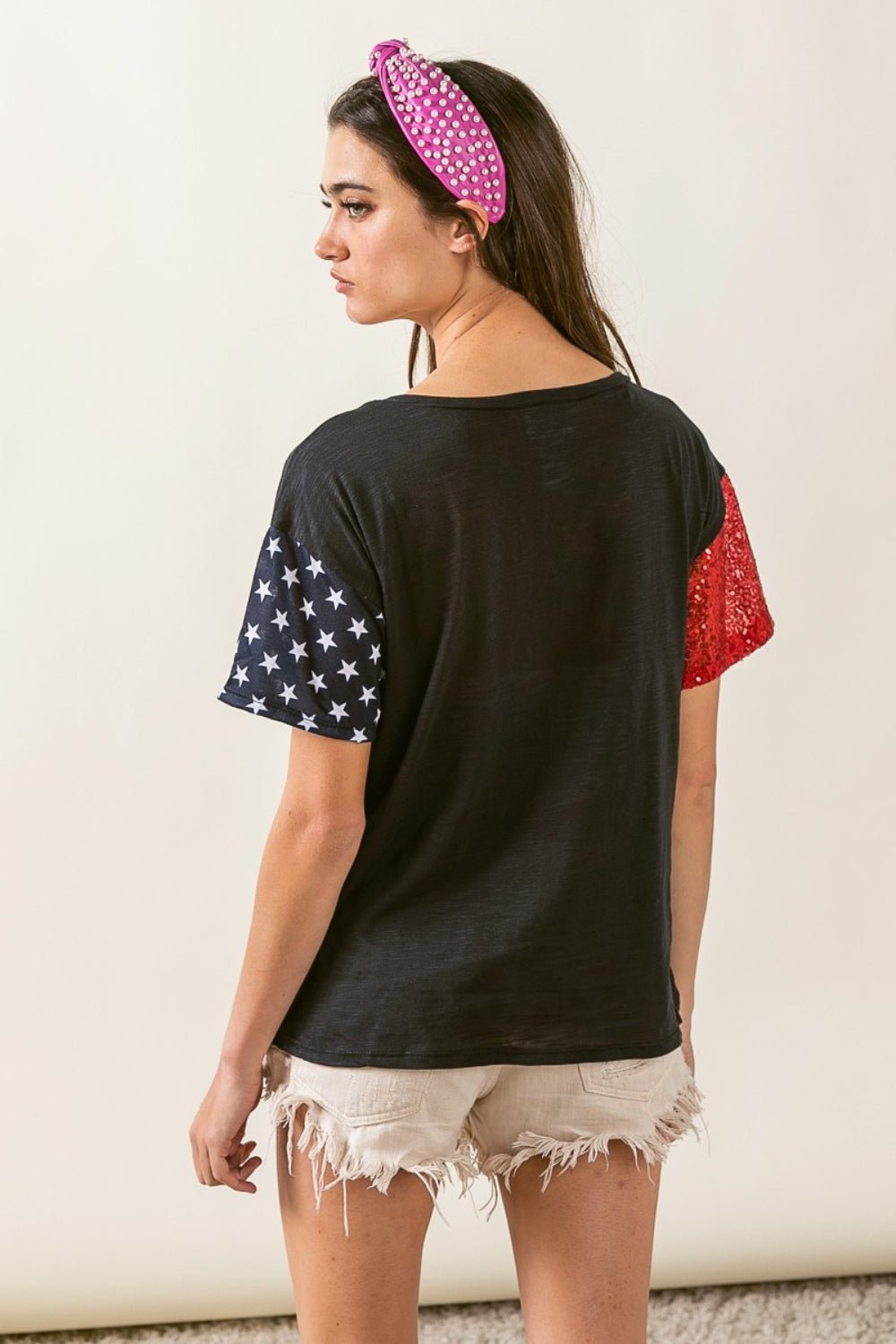 BiBi USA Graphic Short Sleeve Distressed T-Shirt - OMG! Rose