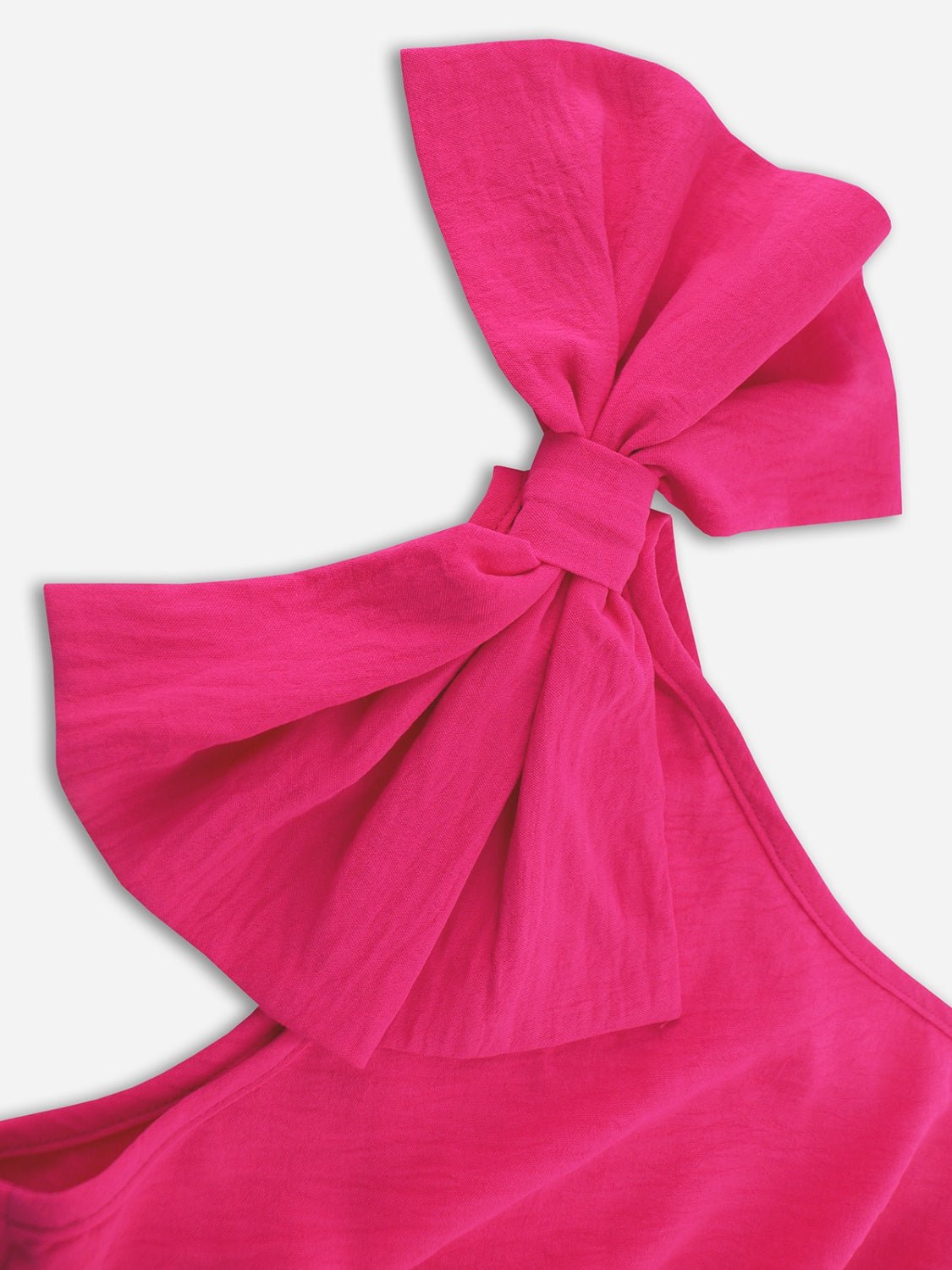 Bow Asymmetrical Neck Sleeveless Dress - OMG! Rose
