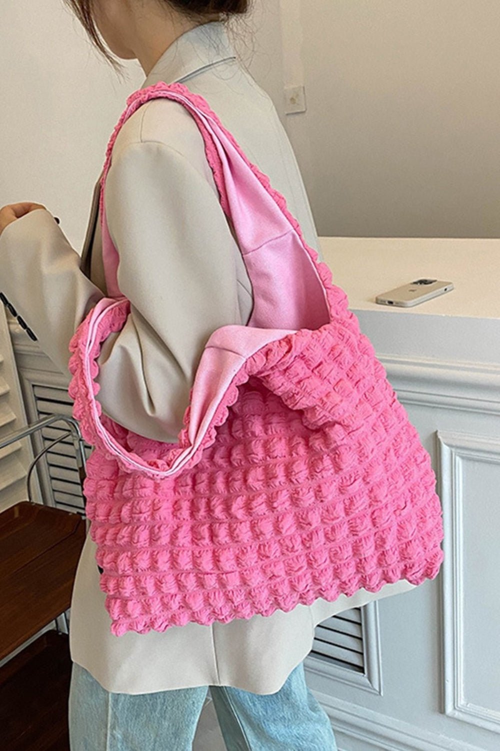 Cloud Puffy Shoulder Tote Bag - OMG! Rose