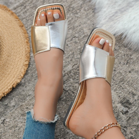 Contrast Open Toe Sandals - OMG! Rose