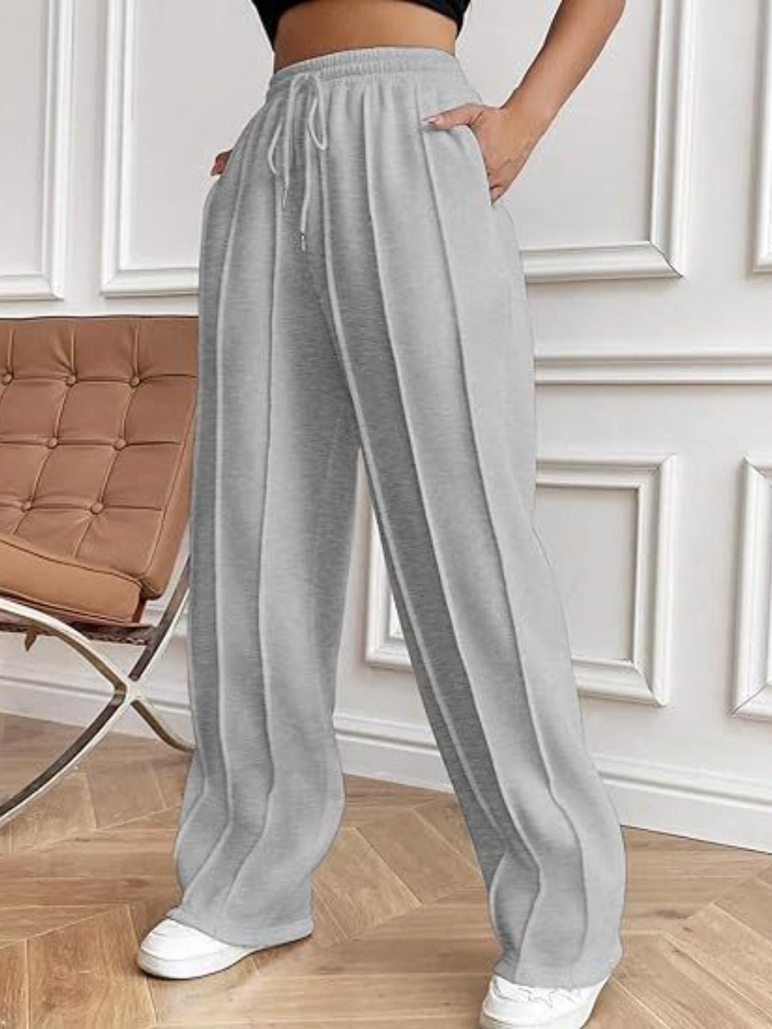 Drawstring Wide Leg Pants with Pockets - OMG! Rose