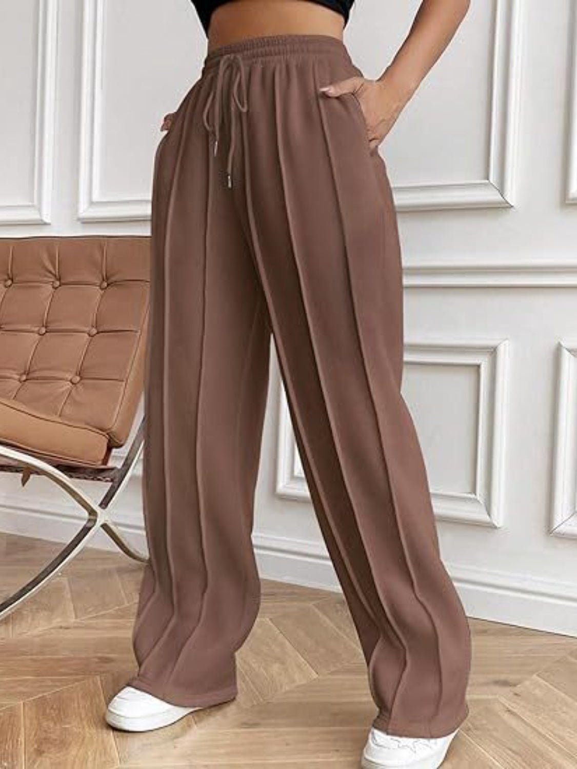 Drawstring Wide Leg Pants with Pockets - OMG! Rose