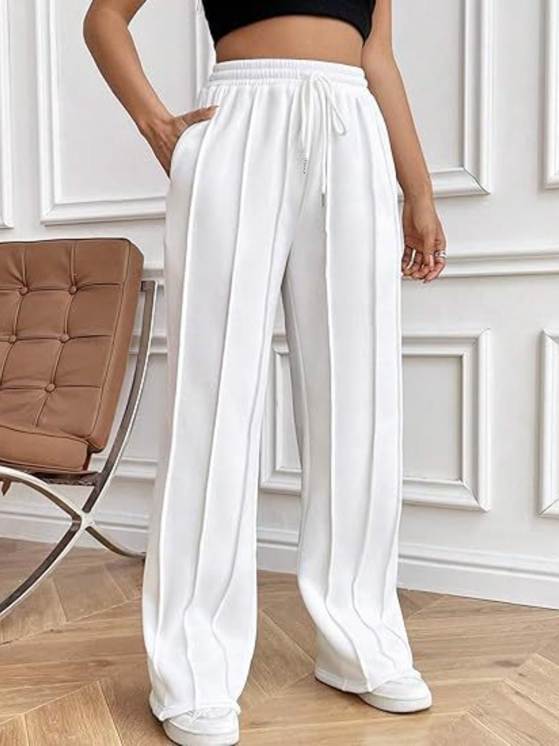 Drawstring Wide Leg Pants with Pockets - OMG! Rose