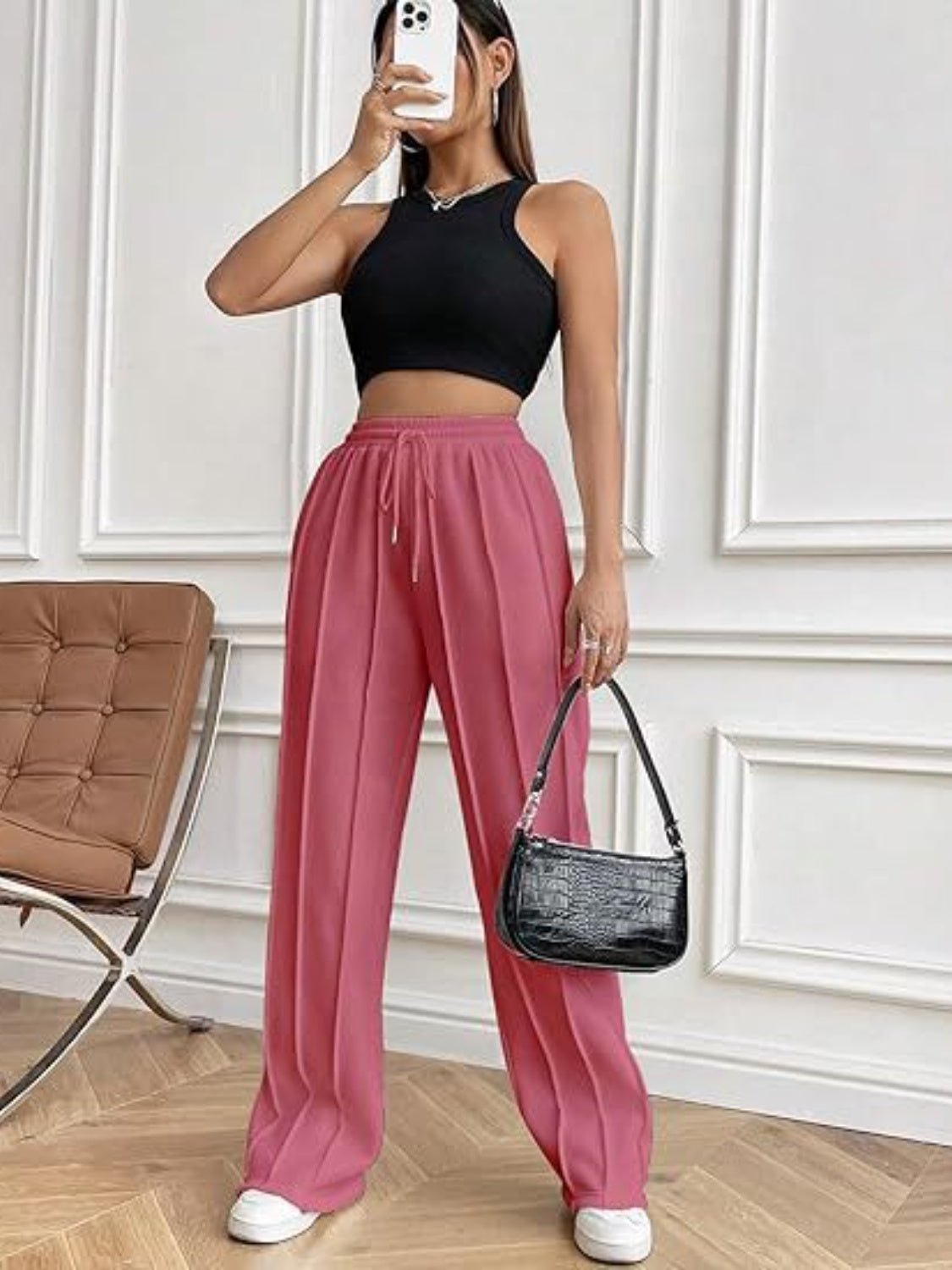 Drawstring Wide Leg Pants with Pockets - OMG! Rose