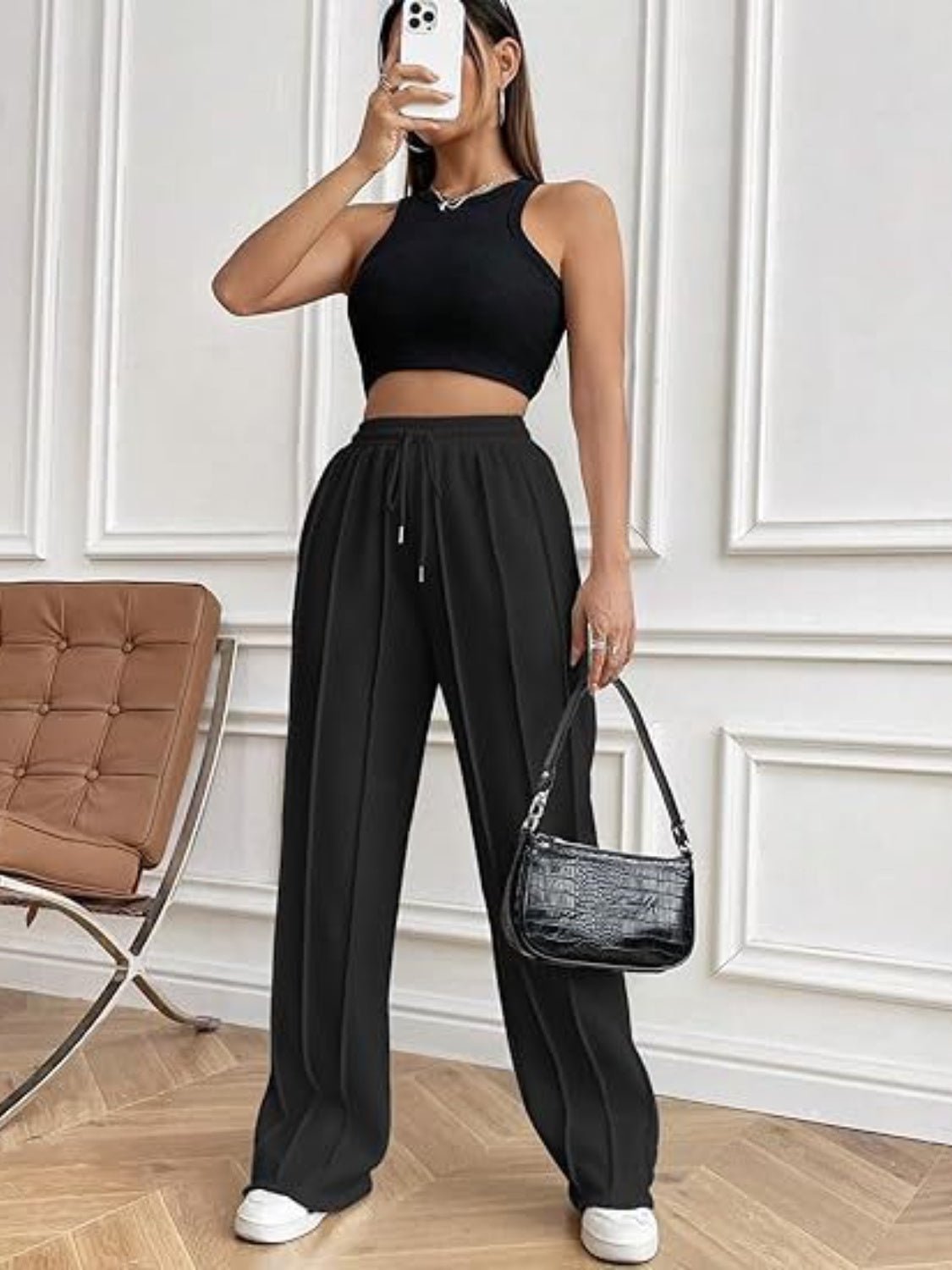 Drawstring Wide Leg Pants with Pockets - OMG! Rose