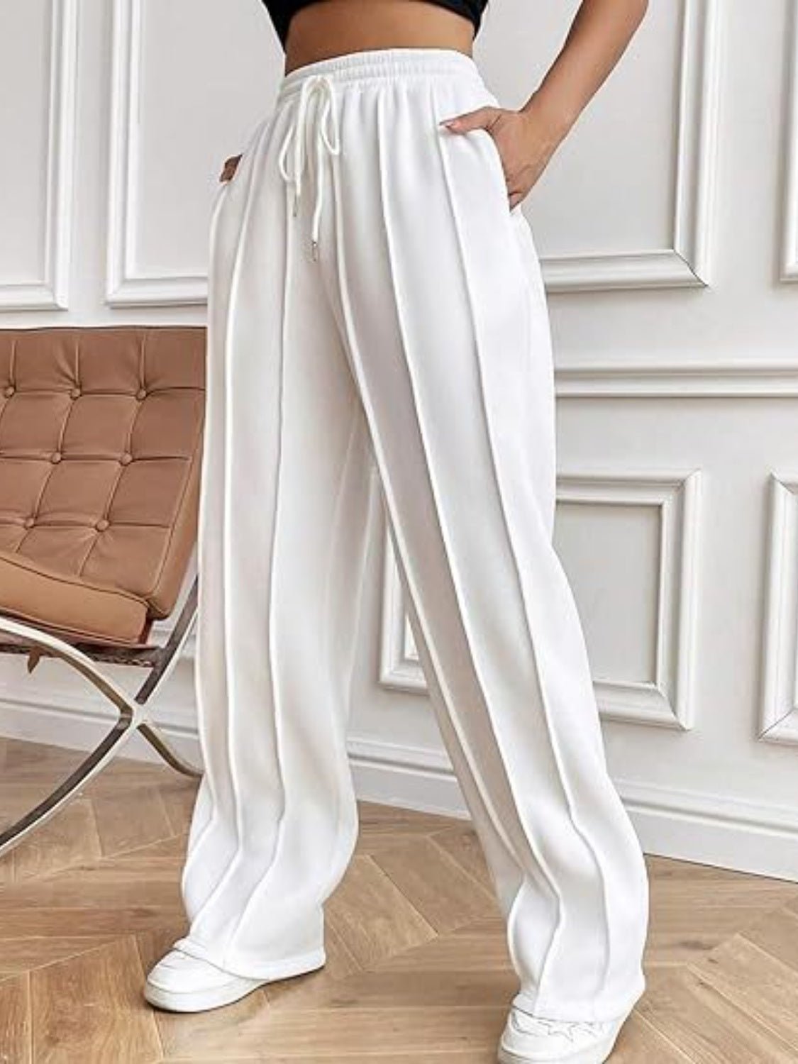 Drawstring Wide Leg Pants with Pockets - OMG! Rose