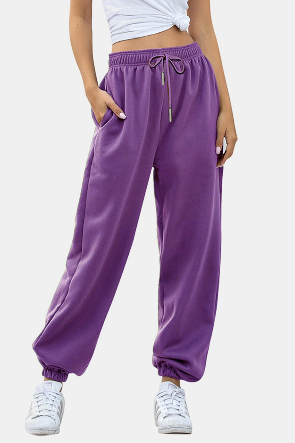 Elastic Waist Joggers with Pockets - OMG! Rose