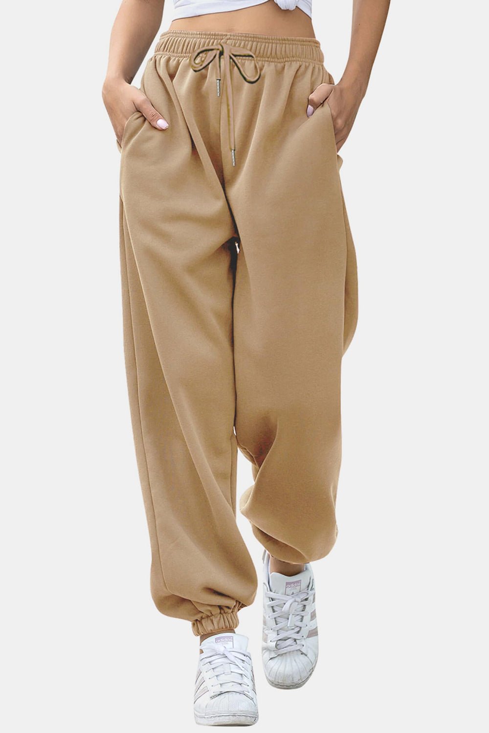 Elastic Waist Joggers with Pockets - OMG! Rose