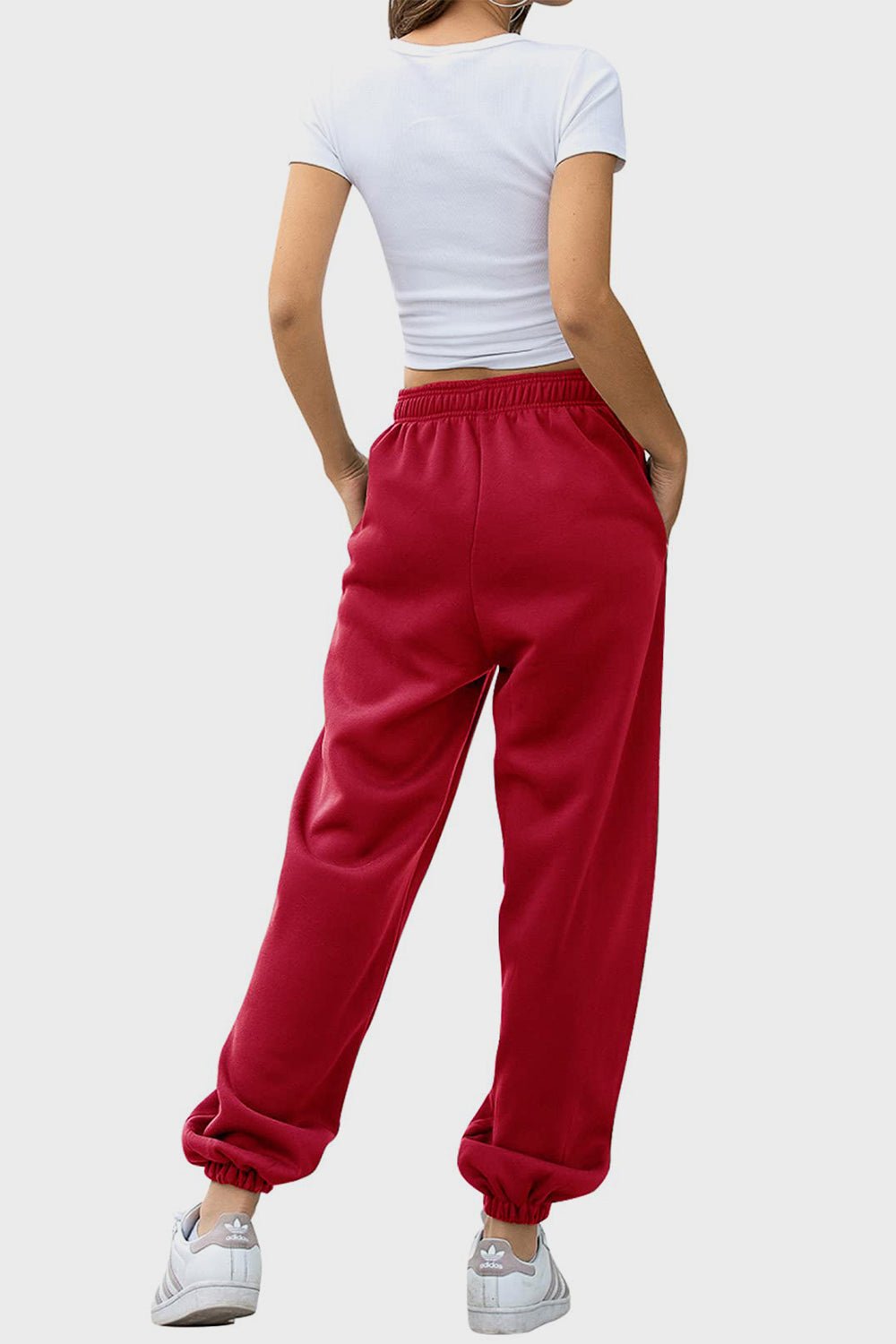 Elastic Waist Joggers with Pockets - OMG! Rose