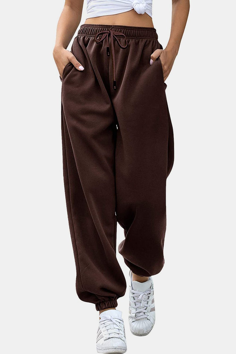 Elastic Waist Joggers with Pockets - OMG! Rose