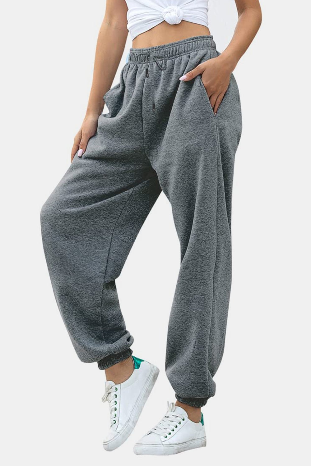 Elastic Waist Joggers with Pockets - OMG! Rose