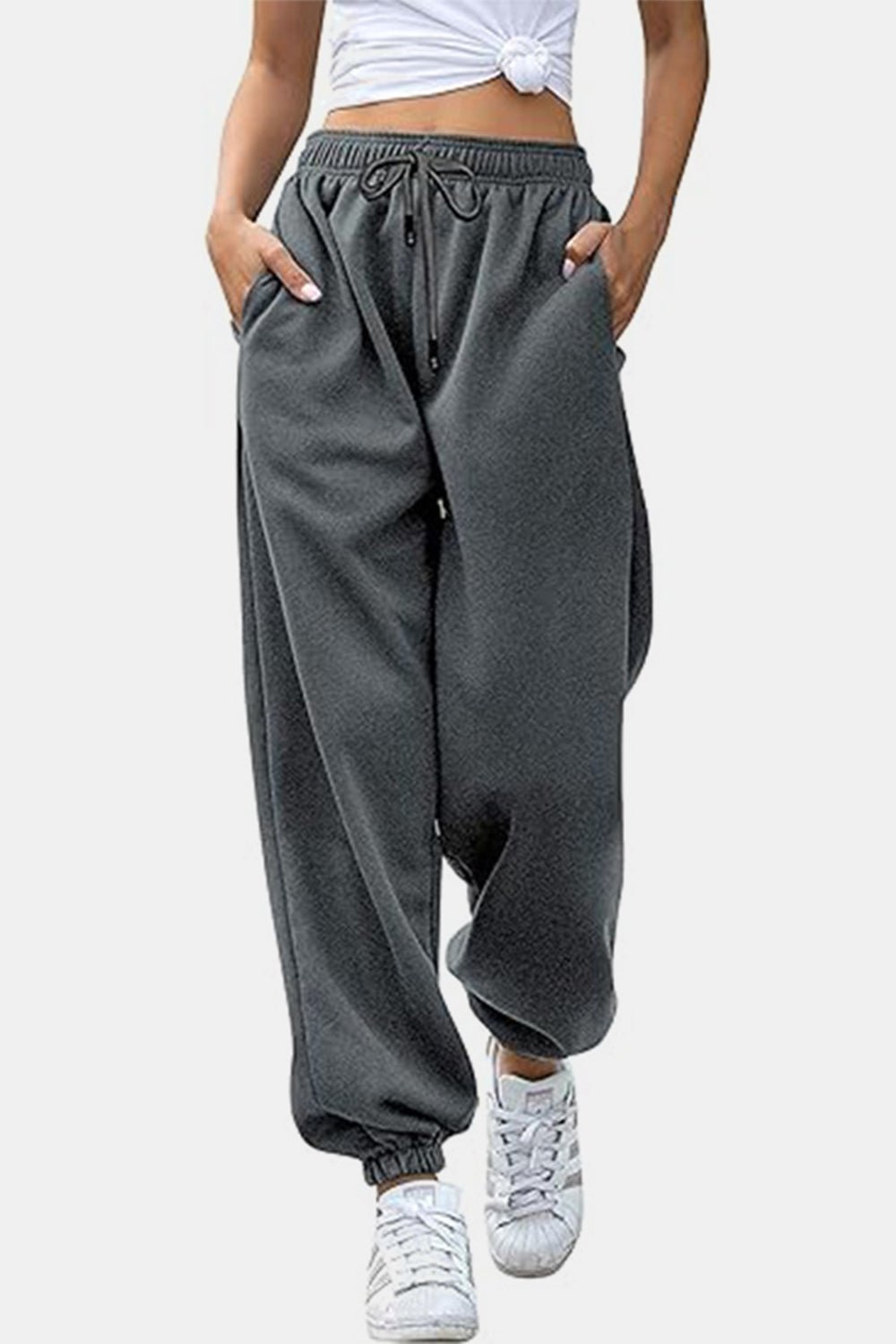 Elastic Waist Joggers with Pockets - OMG! Rose