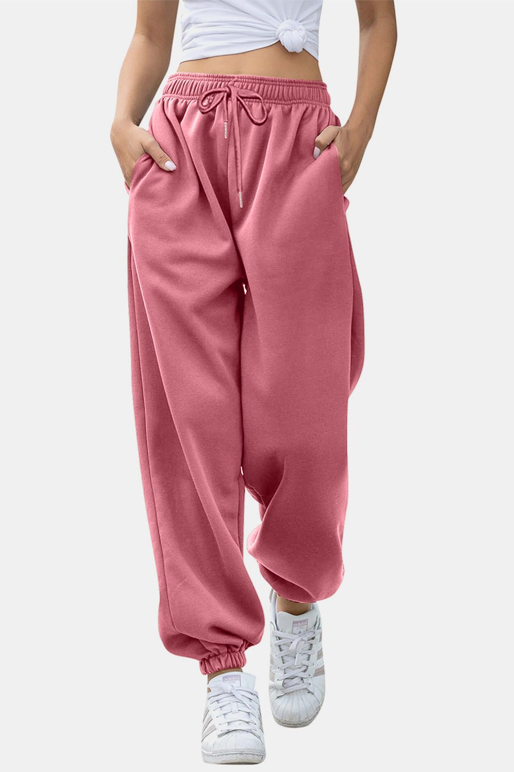 Elastic Waist Joggers with Pockets - OMG! Rose