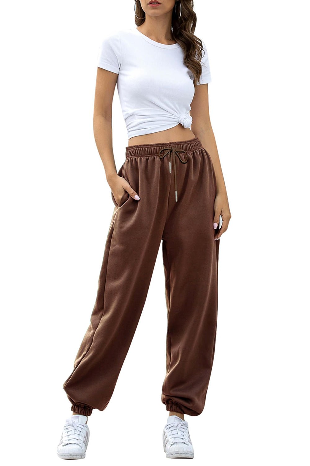 Elastic Waist Joggers with Pockets - OMG! Rose