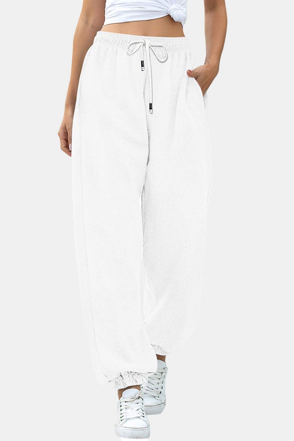 Elastic Waist Joggers with Pockets - OMG! Rose