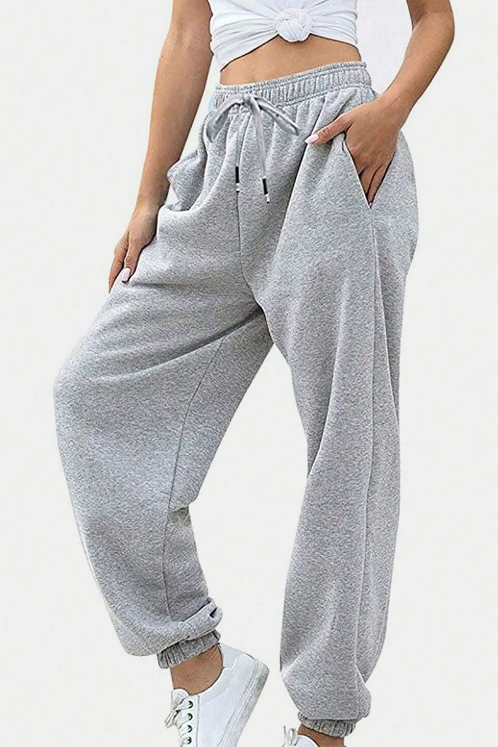 Elastic Waist Joggers with Pockets - OMG! Rose