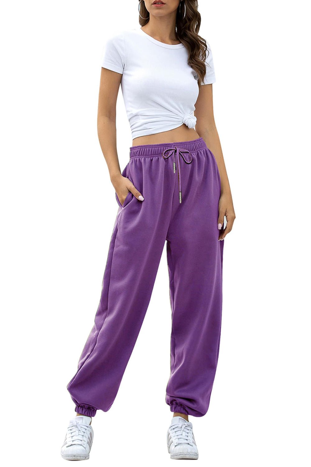 Elastic Waist Joggers with Pockets - OMG! Rose