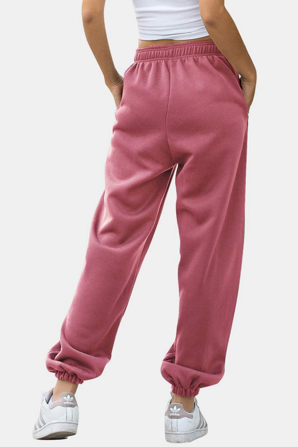 Elastic Waist Joggers with Pockets - OMG! Rose