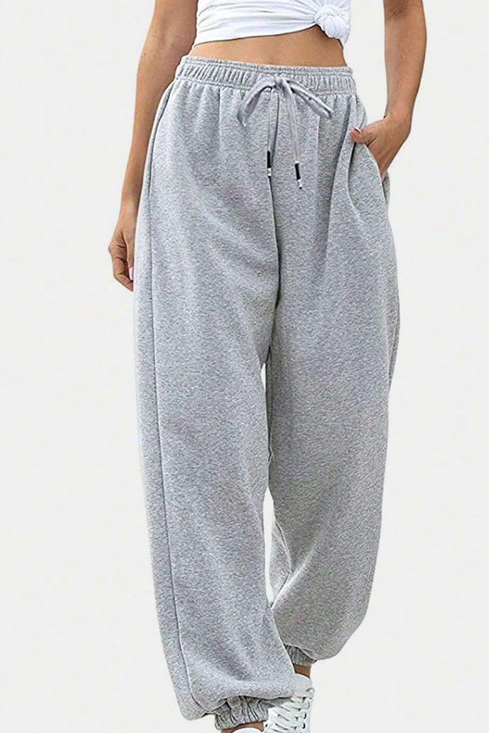 Elastic Waist Joggers with Pockets - OMG! Rose